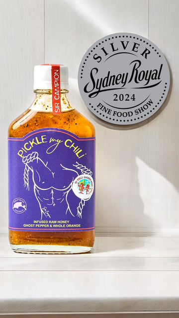 Sir Campion: Banksia Honey Infused with Whole Orange and Hot Peppers (heat 6/10)
