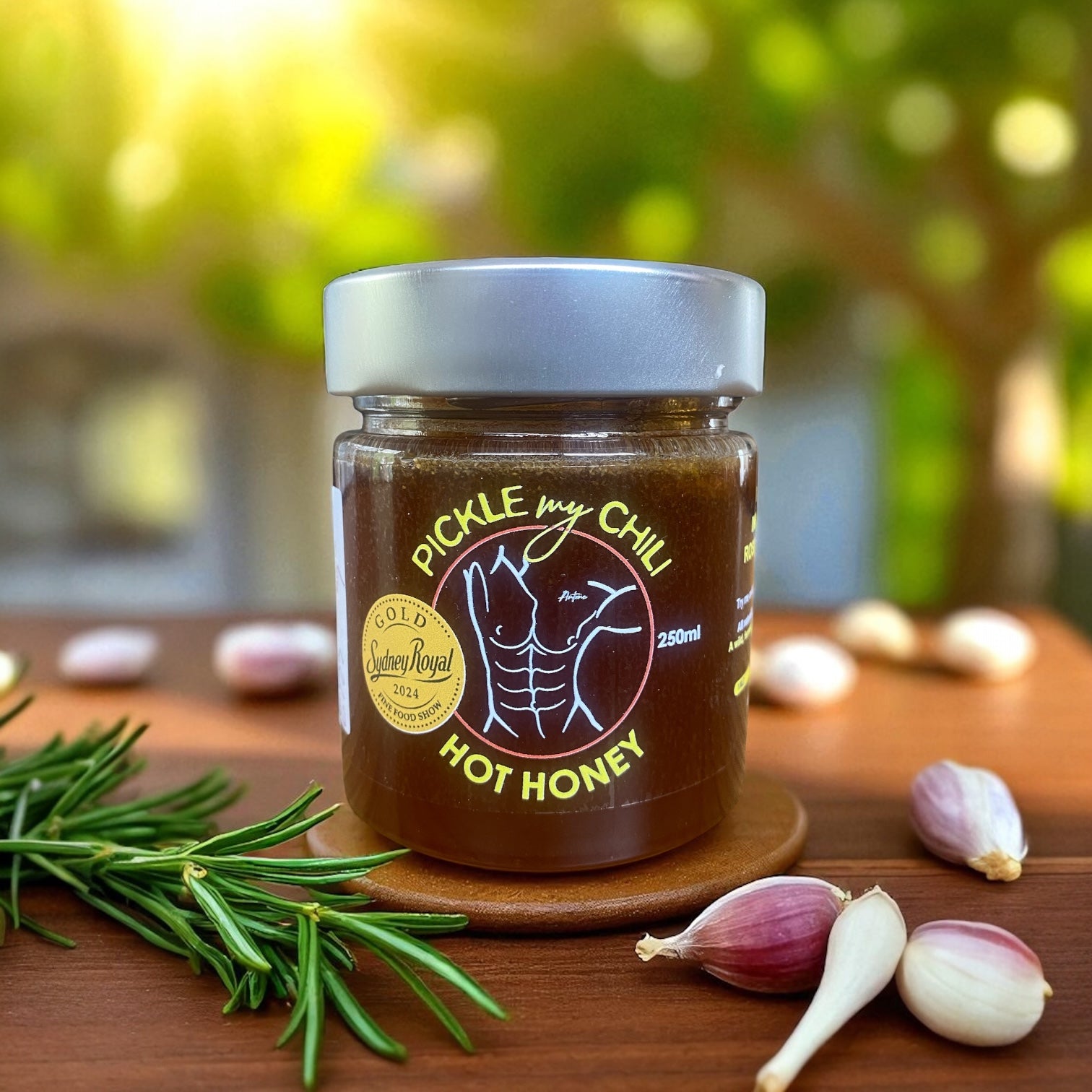 Antone: Redgum Honey Infused with Garlic, Rosemary, and Hot Peppers (heat 5/10)