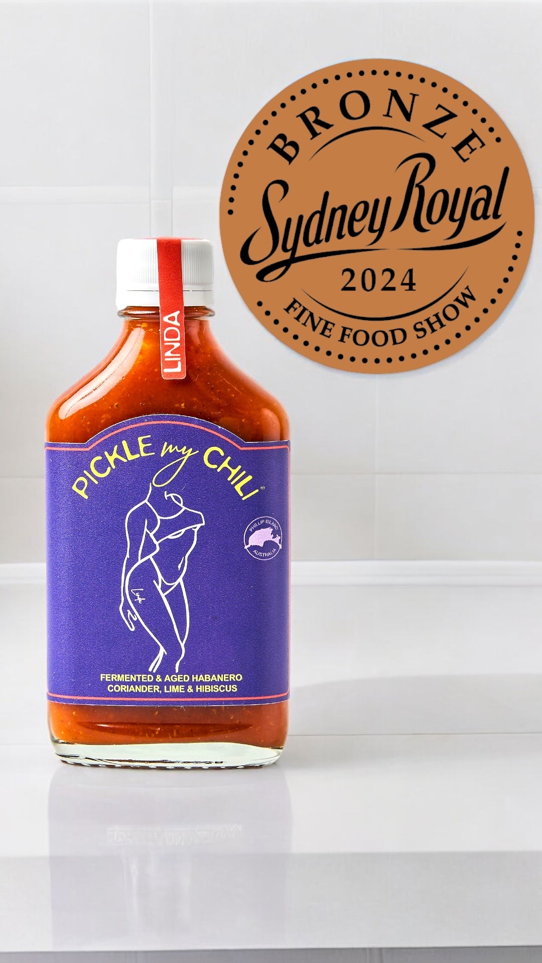 Linda: Habanero, Coriander, Hibiscus & Lime Hot Sauce (heat 7/10)