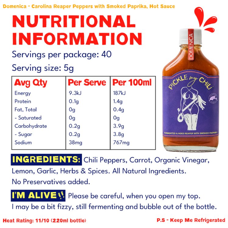 Domenica Hot Sauce Usage Chart By Pickel My Chili