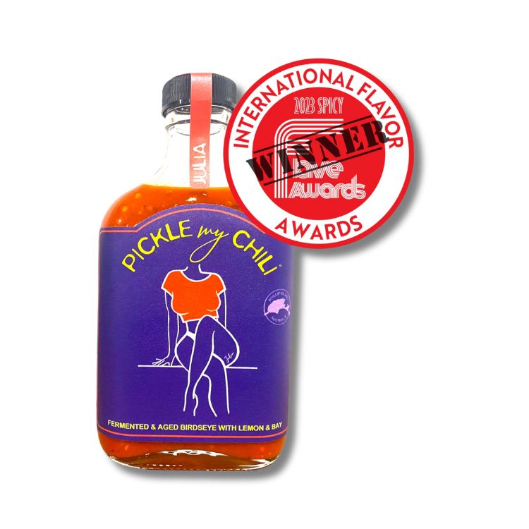 Julia Birdseye Peppers with Lemon & Bay Hot Sauce by Pickle My Chili